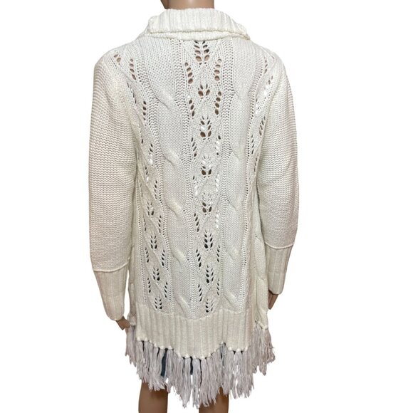 Dex White Wool Blend Cardigan With Tassels Size Small - Picture 3 of 3